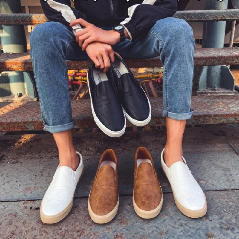 Mode Herrenschuh Lässiger elastischer Low Top Loafer Lederschuh Der Vier Jahreszeiten Leichter Gummischuh Khaki Flacher Businessschuh Designer Loafer_voghion.com