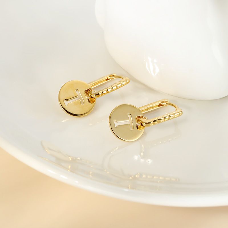 Orecchini pendenti rotondi a forma di T in argento Sterling S925, leggeri e lussuosi, versatili, placcati in oro galvanizzato, design femminile_voghion.com