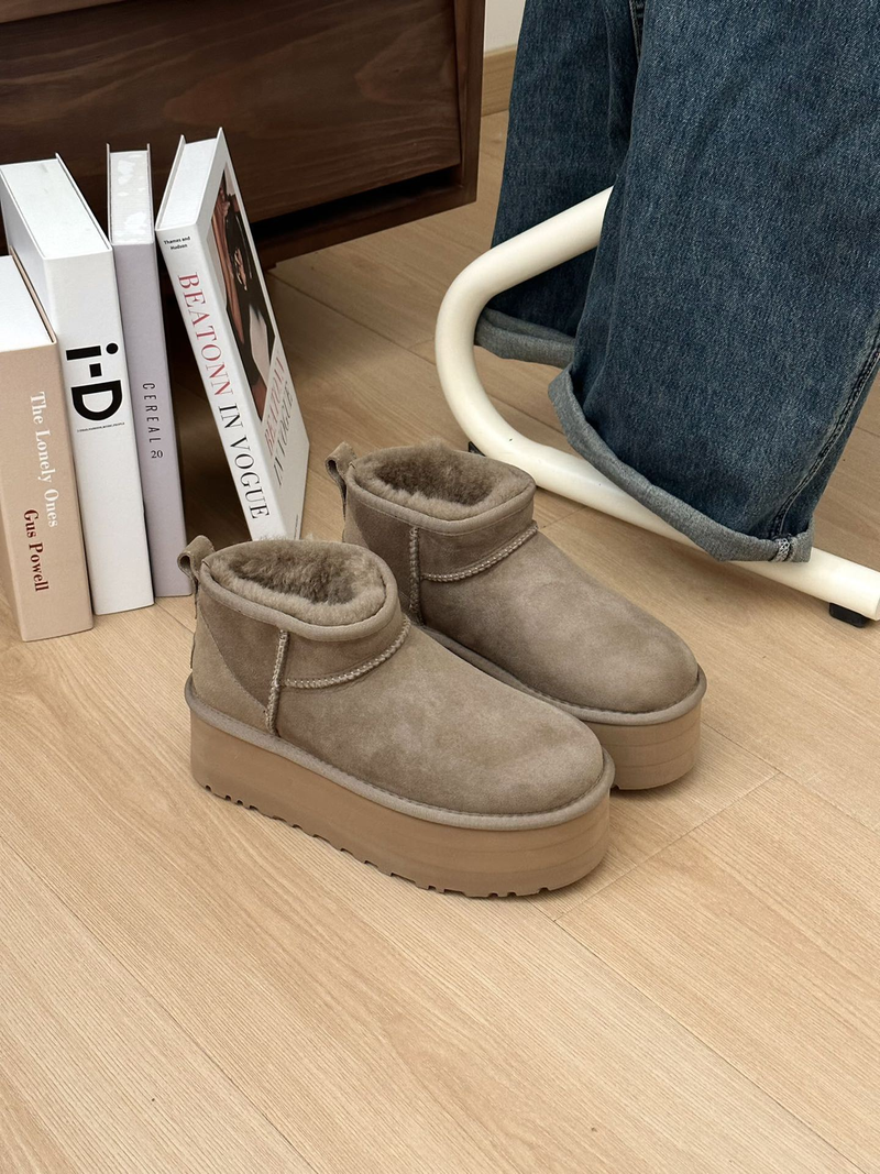 2023 Autumn/Winter Mini Thick Bottom 5cm Fashion Style Henan Sangpo Snow Boots Women's Leather And Fur One Piece_voghion.com