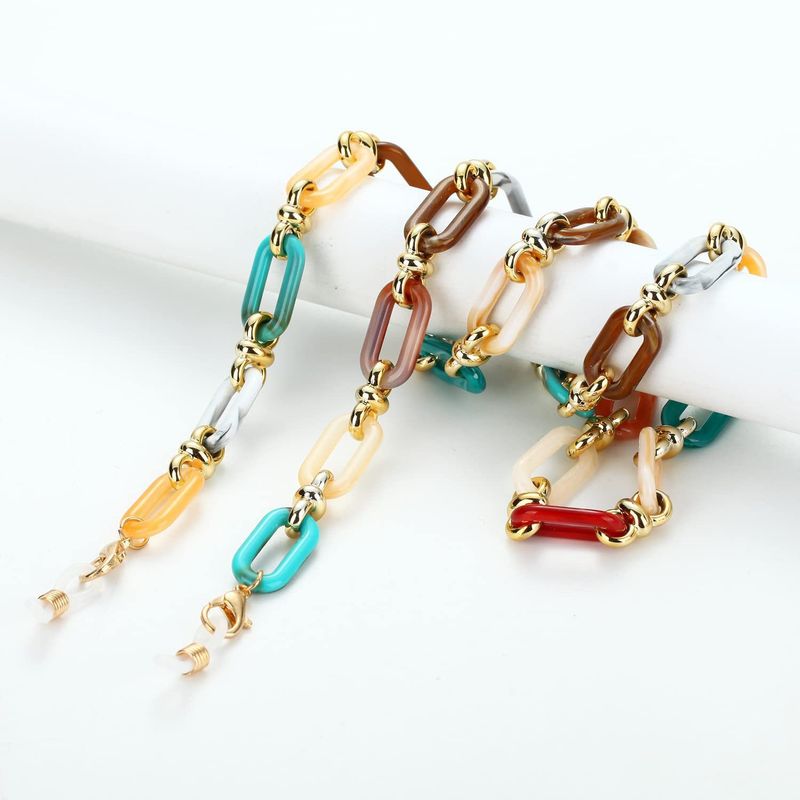 Fresh Colorful Acrylic Square Buckle Glasses Fashion Accessory Anti-Drop Mask Chain_voghion.com