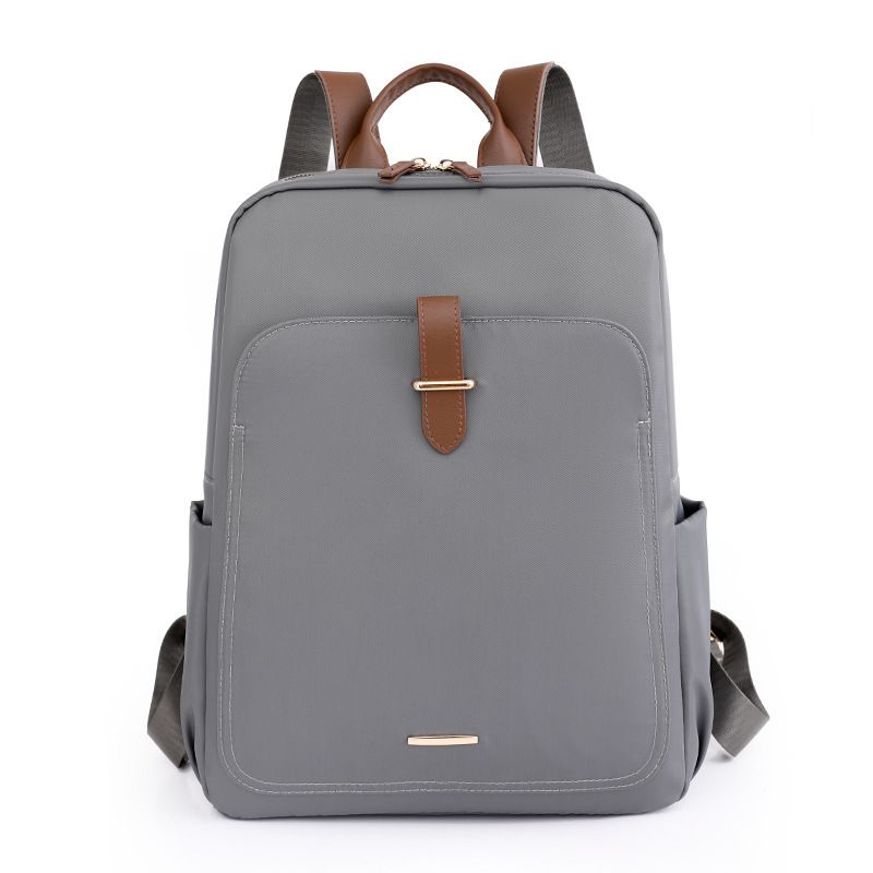 Mochila de nailon de color sólido con textura, resistente al agua, de gran capacidad, informal, para colgar en el carrito, para mujer_voghion.com