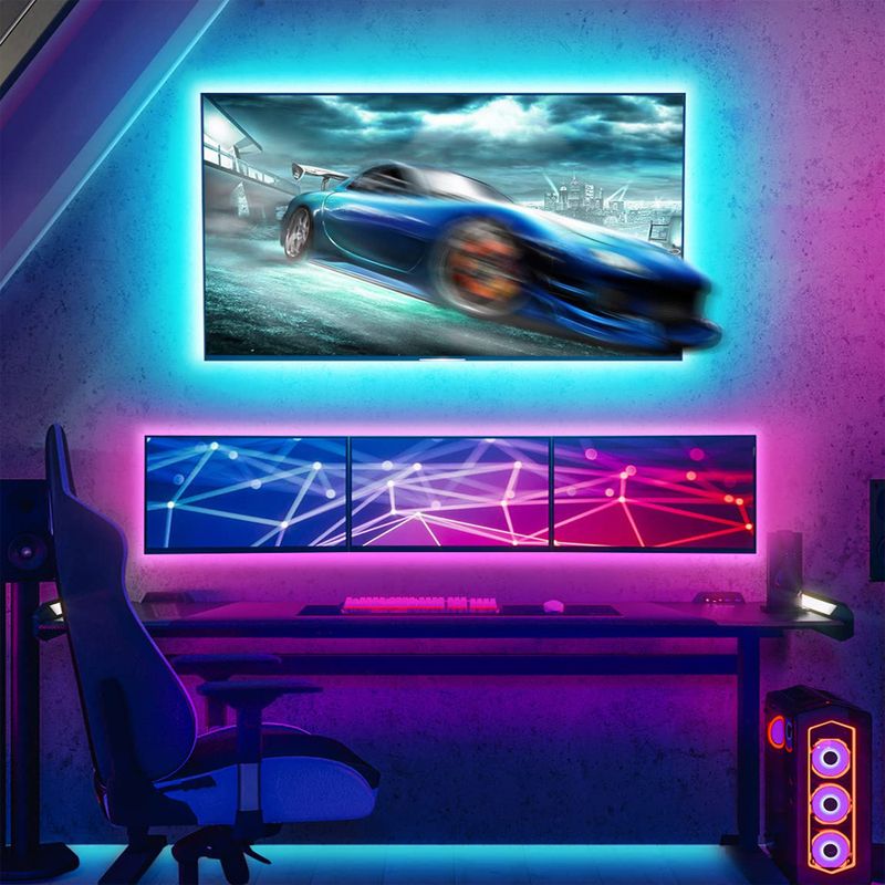 Bande lumineuse LED RGB USB 5 V avec Bluetooth et télécommande infrarouge - 16 millions de couleurs, LED SMD 5050/2835 (12/18/30/60 LED/mètre), flexible et autocollante_voghion.com
