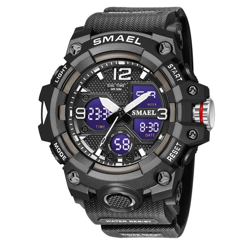 Smael smael orologio da uomo sportivo multifunzionale impermeabile orologio sveglia orologio elettronico di tendenza a doppio display_voghion.com