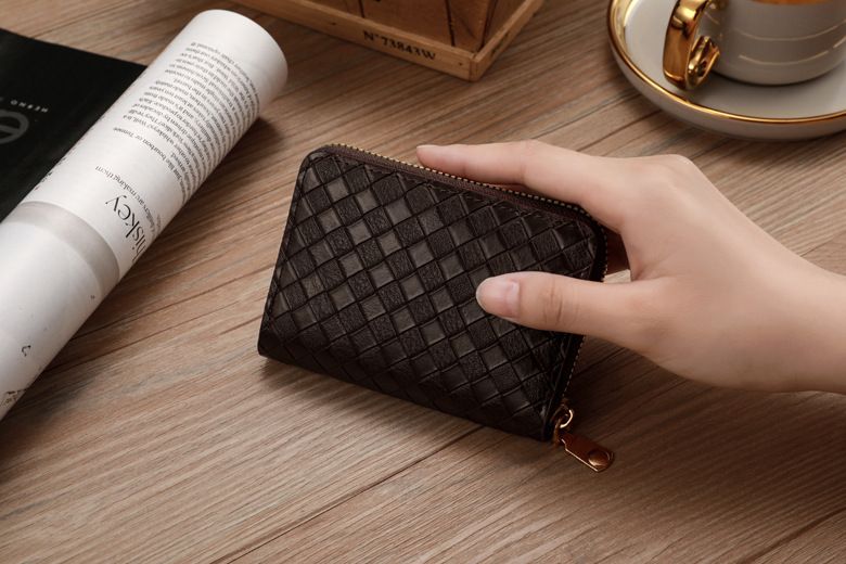 Nueva cartera corta tejida con cremallera, moderna y elegante, multifunción, antirrobo, para mujer y hombre._voghion.com