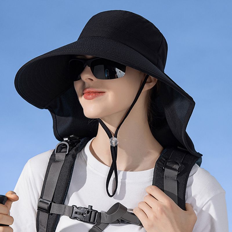 Vendita calda Scialle a tesa larga Cappello da pescatore europeo e americano alla moda, cappello estivo da esterno con foro per coda di cavallo_voghion.com