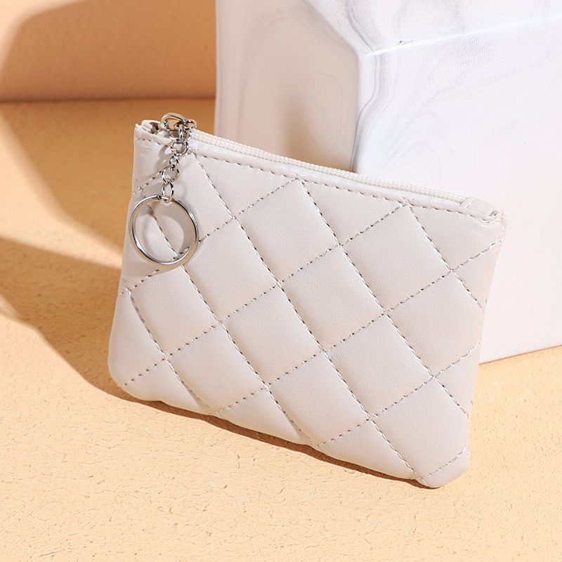 2023 Kurzes Mini-Portemonnaie für Damen, Geldbörse mit gesteppter Stickerei, Schlüsselanhänger-Kartenhalter, tragbare Geldbörse mit Reißverschluss_voghion.com