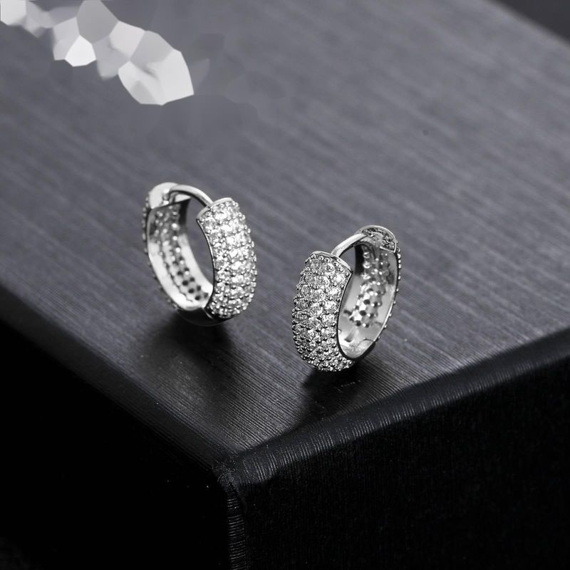 Orecchini a lobo, hip-hop, orecchini rotondi, marchio di tendenza, zirconi micro intarsiati personalizzati per accessori da uomo_voghion.com