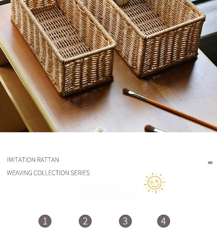 Cestino portaoggetti da tavolo Pulan, in rattan, per bagno, soggiorno, telecomando, cucina, spezie_voghion.com