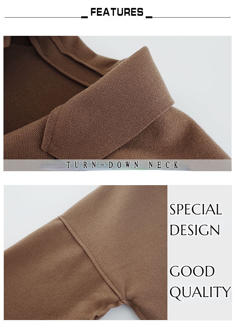 Elegant trenchcoat i ylle vinter för kvinnor Vintage vindjacka mellanlång Lös nedfällbar krage Plus storlek 4XL_voghion.com