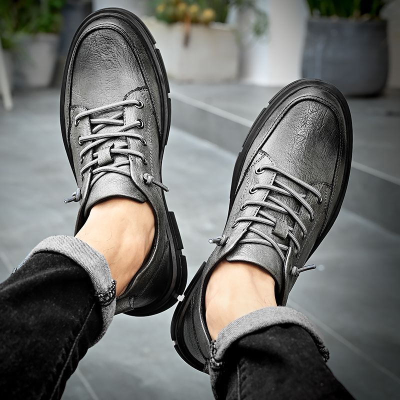 Neue Business-Kleidung für Herren, Freizeitschuhe, britischer Stil, Leder, weiche Unterseite, schwarze Low-Top-Martin-Stiefel_voghion.com