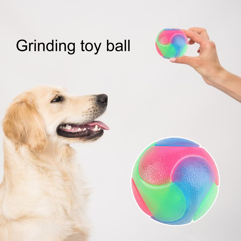 Guangying Pet Elastic Toy Ball Good Toughness Glowing Bite Resistant Flashing Bounce Pet Companion Teeth Cleaning Cat Elastic Ball For Dogs_voghion.com