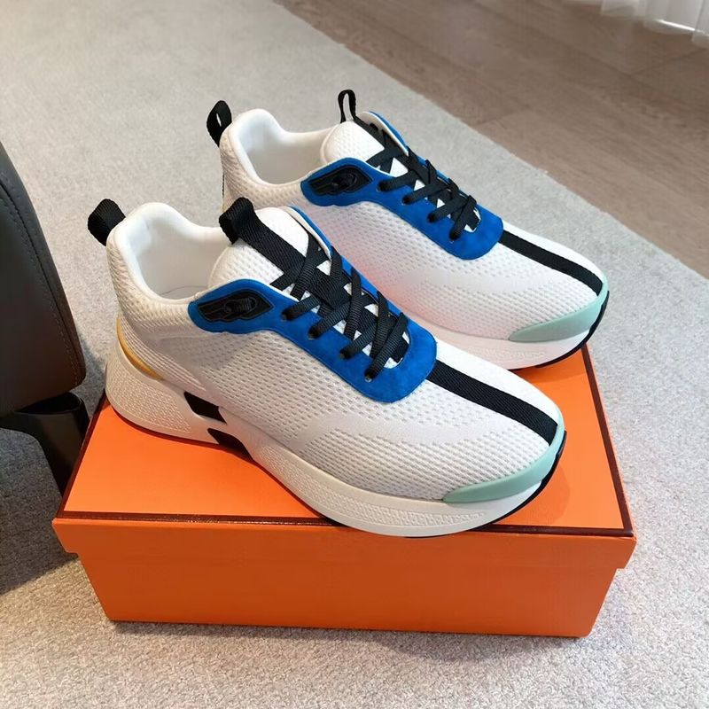 New Popular Cowhide 1 Spliced Couple's Tech Fabric/Mesh Strap Thick Sole Height-Increasing Casual Shoes Lightweight Breathable_voghion.com