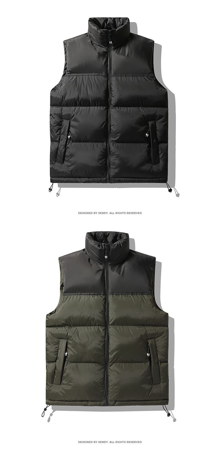 Erkek Renk Bloklu Kapitone Yelek - Fermuarlı Cepli Kışlık Dik Yaka Kolsuz Ceket (Turuncu, Ordu Yeşili, Bej, Siyah, Kraliyet Mavisi)_voghion.com