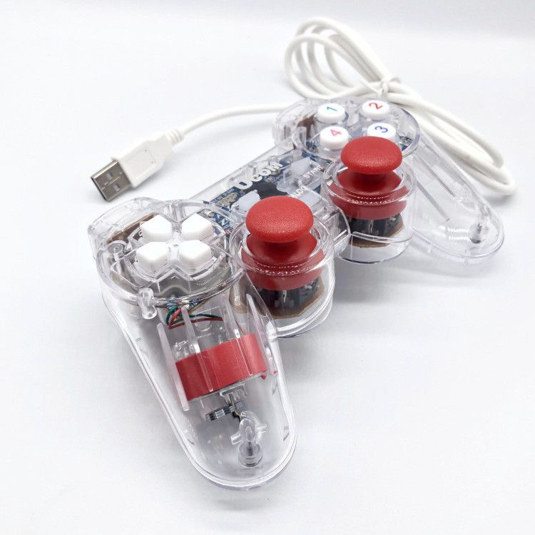 Heißer Verkauf 208USB Transparent Shell Controller Inländischen Bunte Leucht 3D Joystick Spielkonsole Vibration_voghion.com