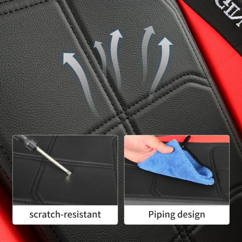 1pc Premium PU Leather Universal Fit Car All-Season Protector Mat With Soft Cushion Full Package Seat Cover_voghion.com