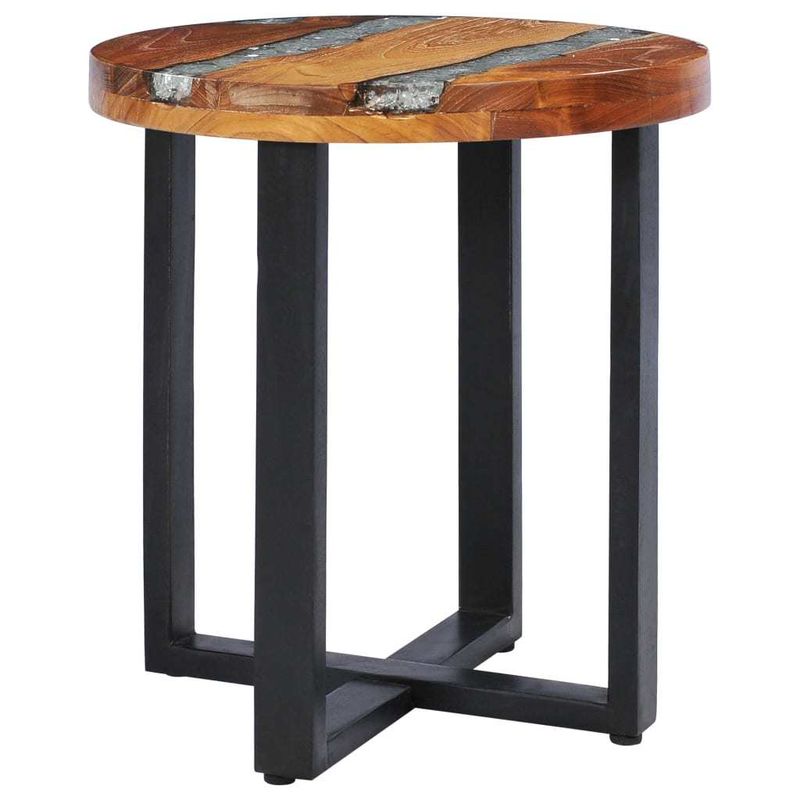 Coffee Table 15.7"x17.7" Solid Teak Wood and Polyresin_voghion.com