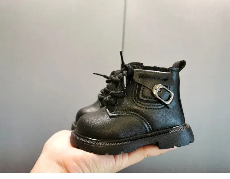 Stivali da principessa in pelle nera con tacco alto, stile principessa, per bambine, in peluche, caldi e spessi, antiscivolo, alla moda, da passeggio_voghion.com