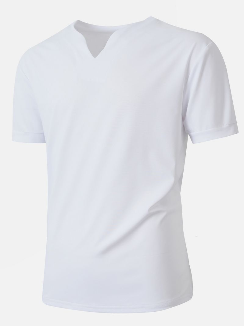 Men's Summer Stretch Fitness T-Shirt - Breathable Polyester, Comfortable Round Neck, Casual & Workout Tee For Gym, Running, Daily Wear_voghion.com