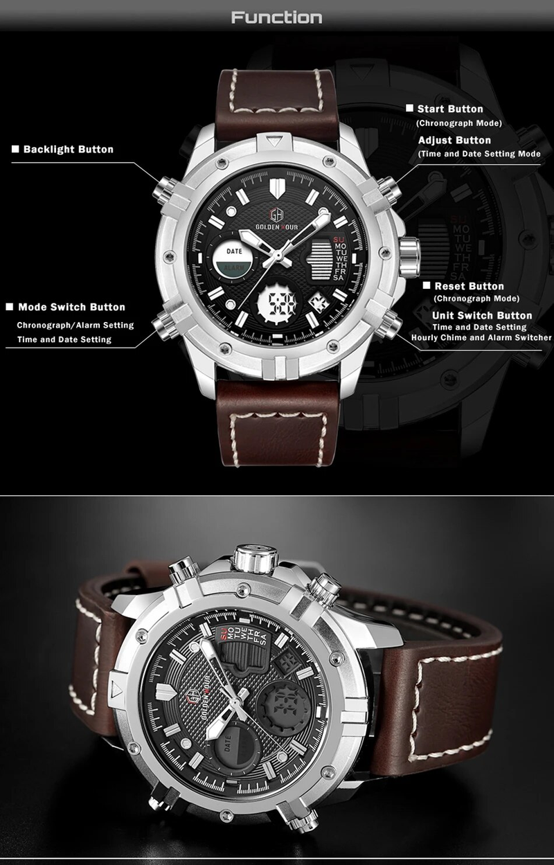 GOLDENHOUR Mens Watches Quartz Analog Digital Watch Men Leather Military Sport Wristwatch Man_voghion.com