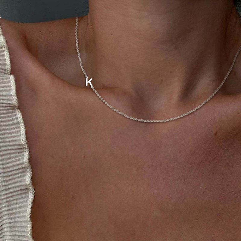 SUNIBI Rustfritt Stål Initial Halskjede for Kvinner A-Å Alfabetet Stor Bokstav Anheng Halskjeder Choker Motesmykker_voghion.com