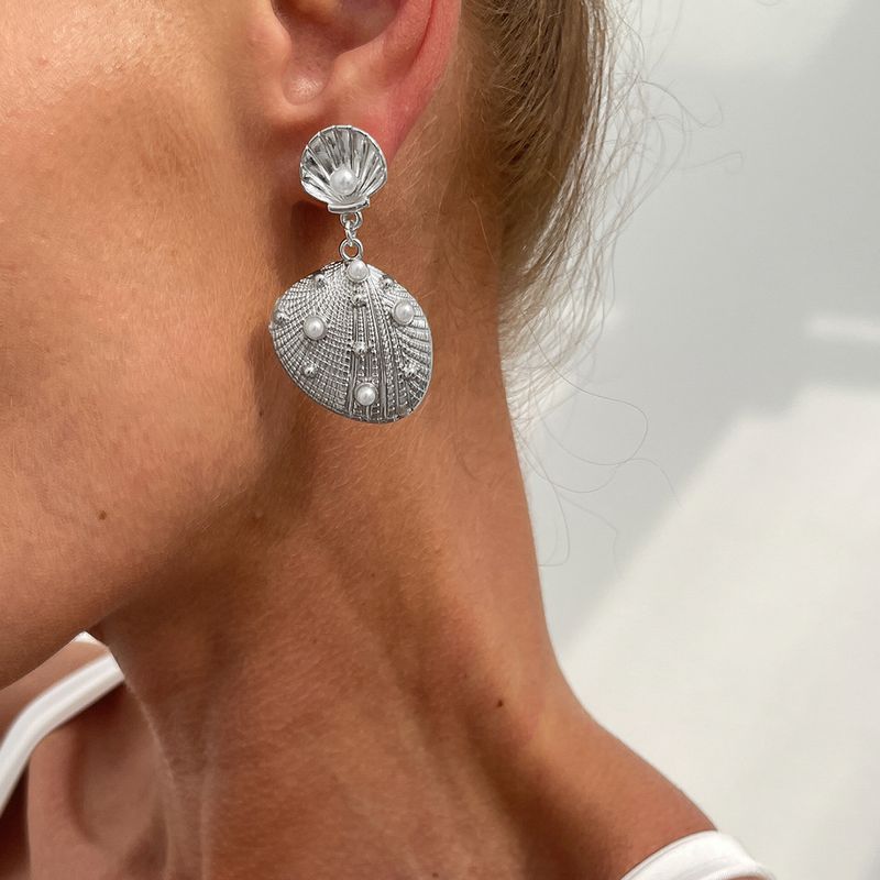 Sommer Stil Mode Conch Shell Anhänger Neue Licht Luxus Perle Ohrringe Für Frauen_voghion.com