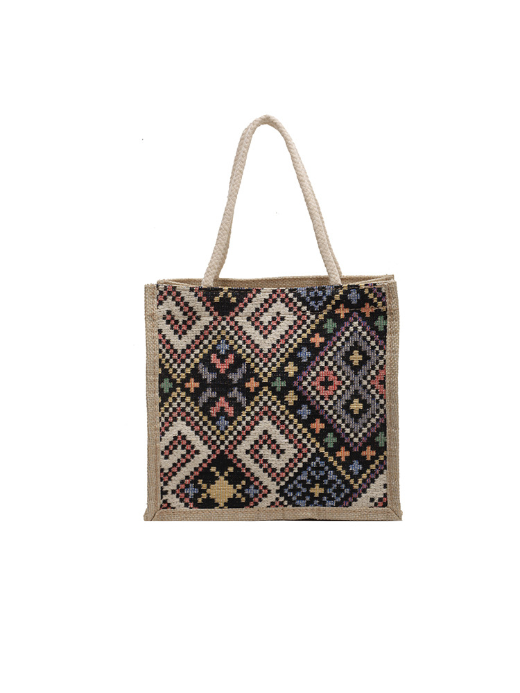 Borsa da viaggio in tela in stile etnico per donna, estiva, nuova moda, da portare a mano all'aperto, in lino, per il pranzo, per la mamma_voghion.com
