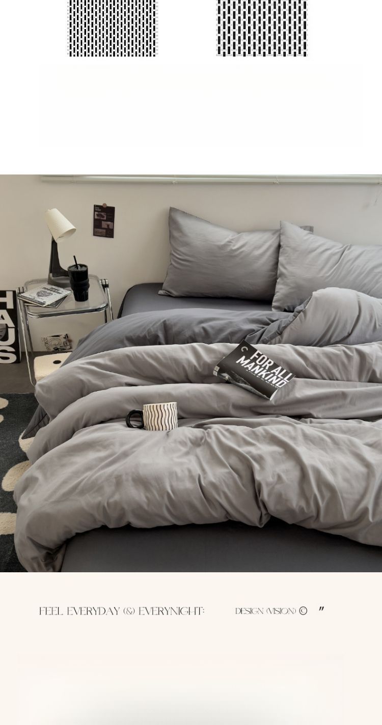 Nordic Style A-Class Baby Ultra-Soft Quilt Cover Bed Sheet Four-Piece Light Luxury Bedding Student Dormitory Three-Piece_voghion.com