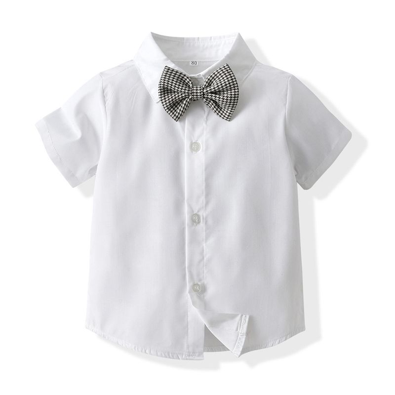 Kinderkleidung Neue Frühlings- und Herbstkleidung für Jungen, kleine karierte Weste, kurzärmeliger Hemdanzug für Kinder, einjährige Kleider-Performance-Kleidung_voghion.com