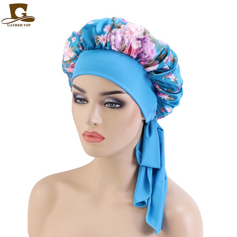Europees en Amerikaans elastisch lint satijn bedrukt slaap verstelbare band bad schoonheid haarverzorging muts JDB-301J_voghion.com