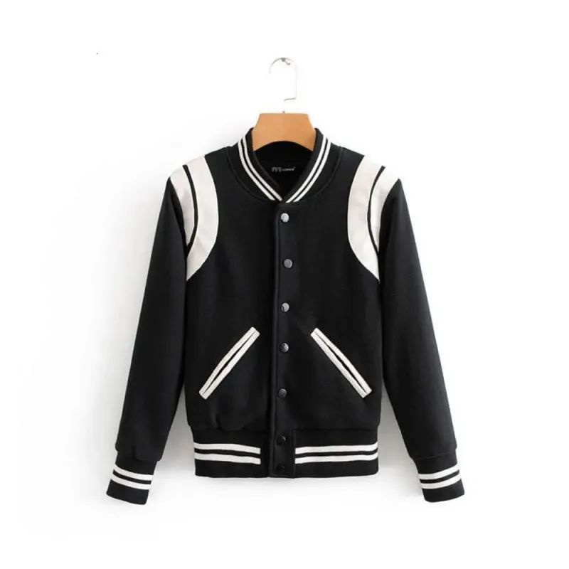 Baseball Jacket Mens - Classic Varsity Style Coat, High Street Spliced Design, Solid Color Lightweight Outerwear For_voghion.com