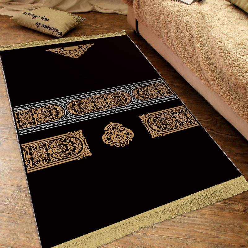 Velvet Pilgrimage Mat Arab Ethnic Worship Blanket Thickened Plush Printed Prayer Mat_voghion.com