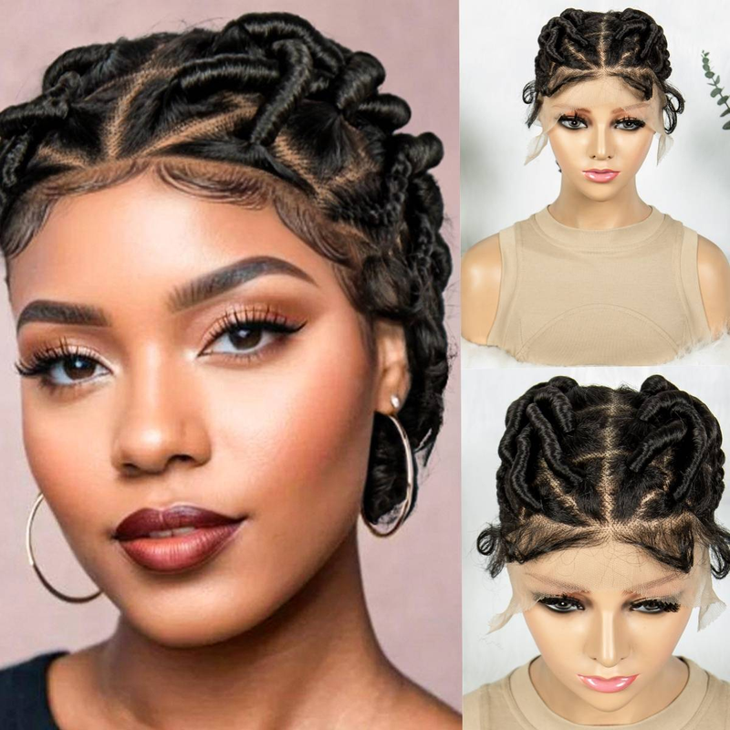 Vollspitze, kurzer geflochtener Zopf aus Wasserrohr, afrikanischer Frauenzopf, ein Stil, der für jeden geeignet ist_voghion.com
