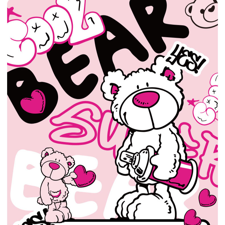 Men's Cotton Underwear Cute Pink Macho Cartoon Print Four Corner Antibacterial Personality Trendy Enlarged Boxer Briefs_voghion.com