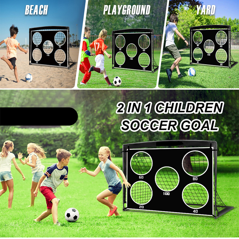 5x4ft 2-In-1 Portable Soccer Goal - Detachable Training Net With 420D Oxford Fabric_voghion.com