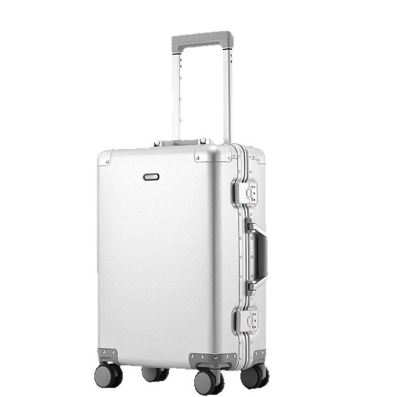 Trolley aus Aluminium-Magnesium-Legierung mit Universalrädern, Herrenkoffer, Damen-Boarding-Koffer, 24-Zoll-Passwortbox, Lederkoffer, Reisekoffer_voghion.com