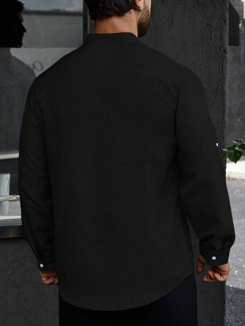 Men's New Style Stand Collar Button-Down Casual Shirt_voghion.com
