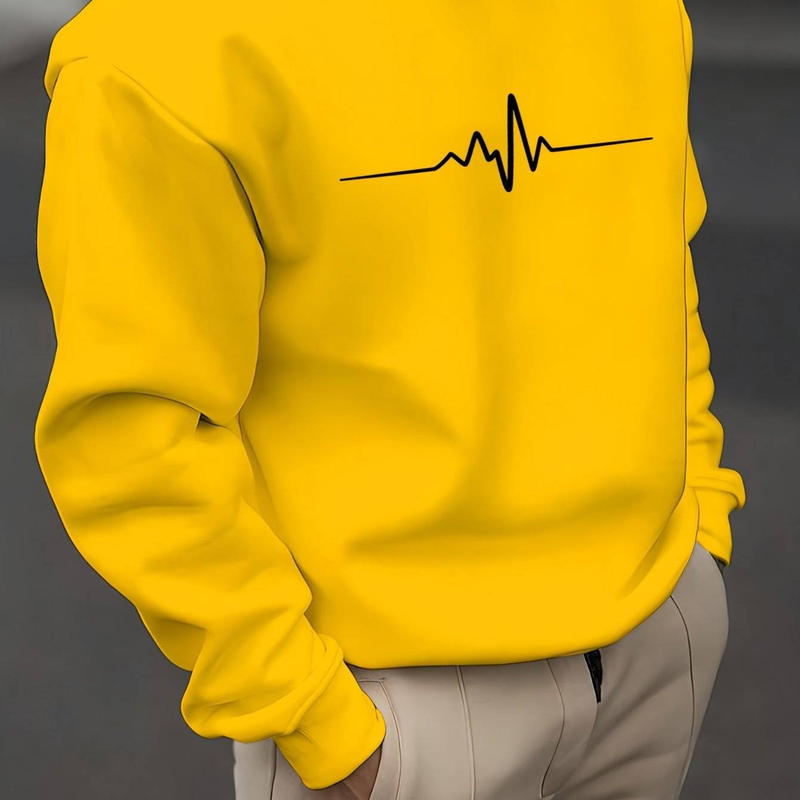 Unisex ECG Heartbeat Print Hoodie – Regular Fit (S-XXL, 96% Polyester, 350-400gsm, Graphic Pullover For Streetwear & Casual Wear)_voghion.com