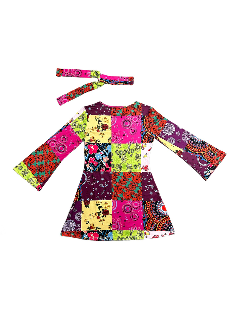 Neu Damen Festliche Vintage Hippie Kleidung Damenkleid mit Kopftuch_voghion.com