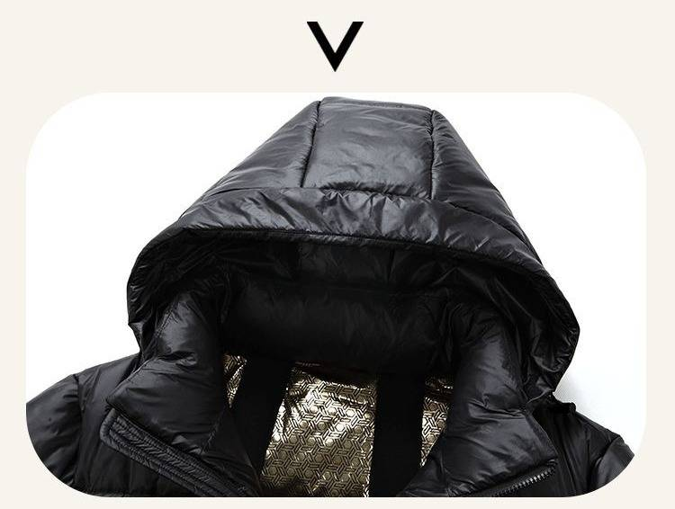 Unisex Black & Gold Short Puffer Jacket – Windproof Quilted Coat With Duck Down Fill For Winter Warmth_voghion.com