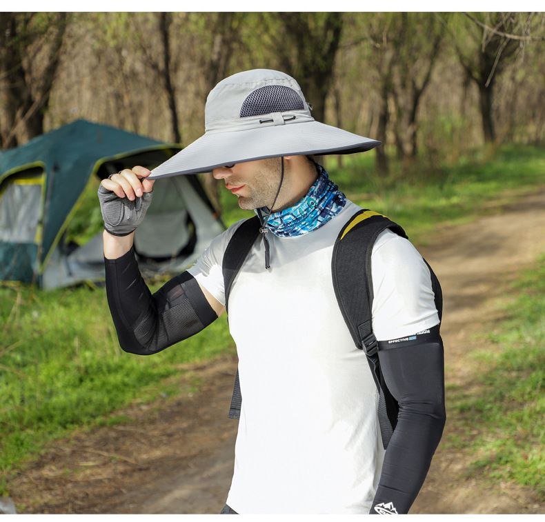 12CM Sun Protection Hat For Men To Cover Their Face Insect And Sand Proof Outdoor Hiking Large Brim Sun Protection Fisherman Hat For Women_voghion.com