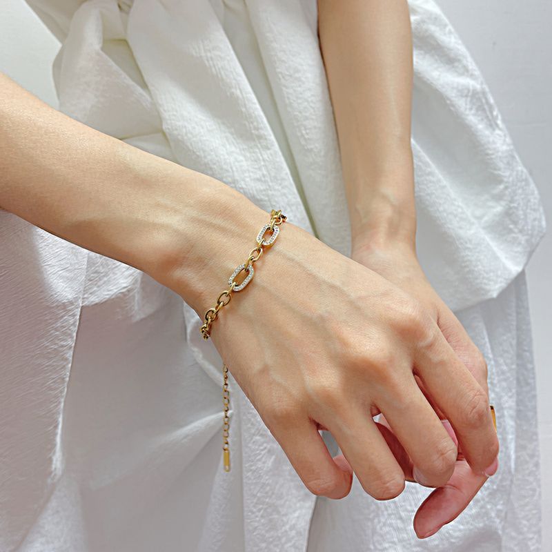 Damenschmuck Mode Hochwertiger Titanstahlschmuck All Match Edelstahl Ins Style Schlamm Diamant Armband_voghion.com
