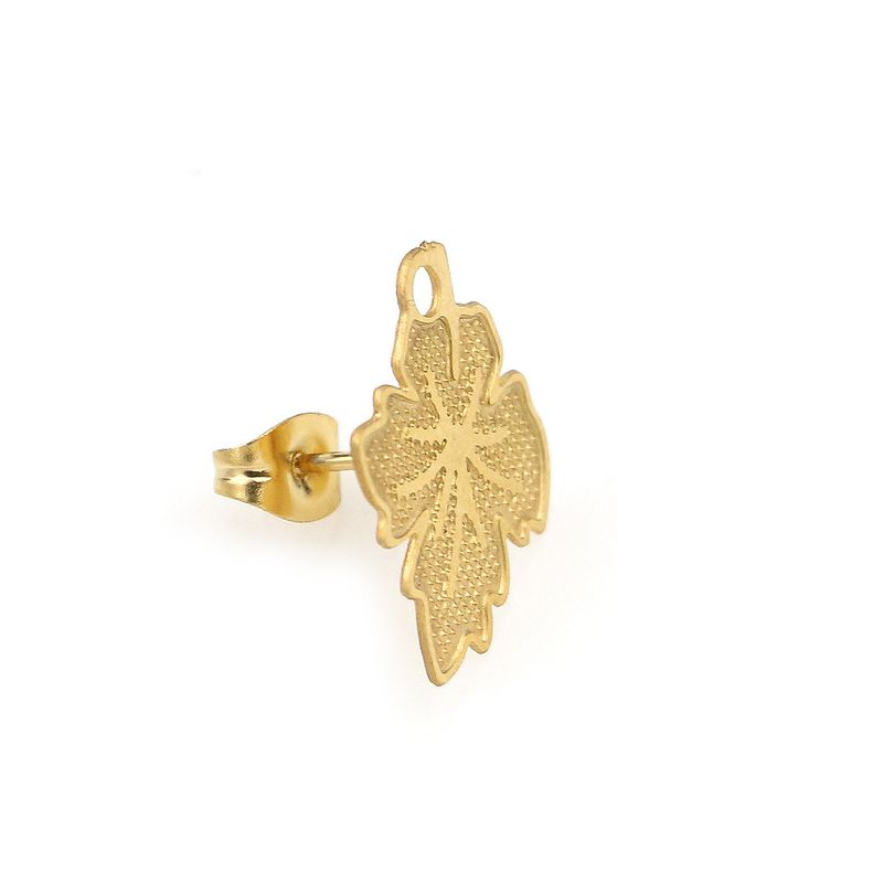 Ganci in foglia d'acero fai-da-te in acciaio inossidabile, accessori di gioielli fatti a mano elettrolitici sotto vuoto, orecchini e materiali per spille per le orecchie_voghion.com