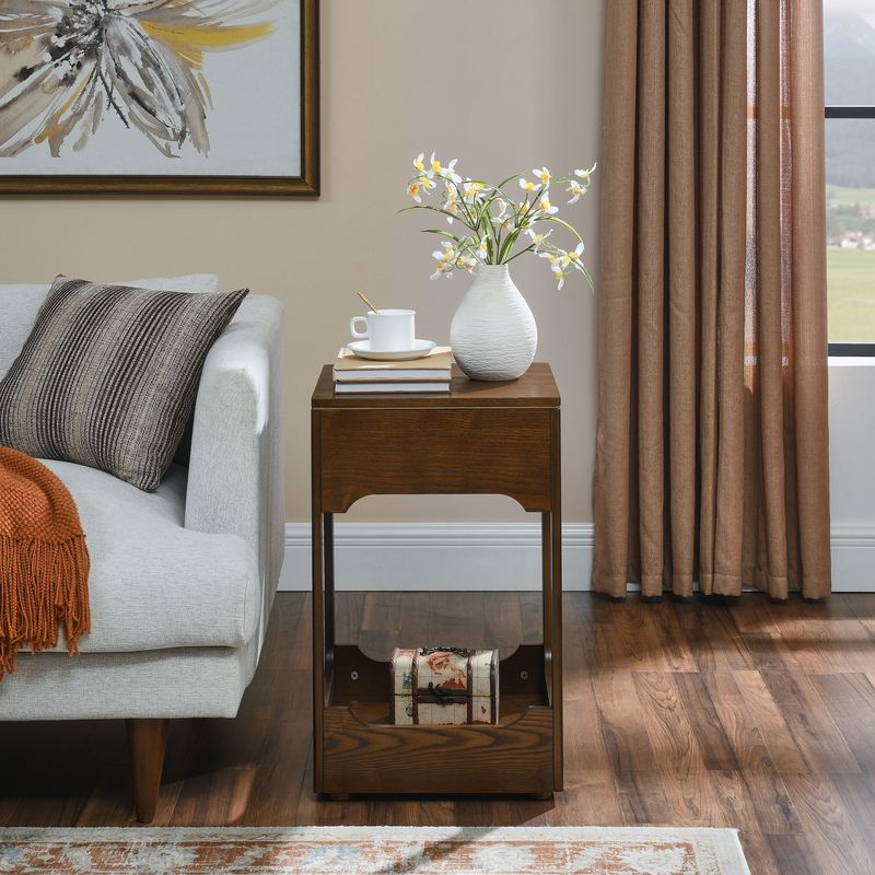 Mid Century Modern Lift Top Side Table, Small Rising End Table Couch Table With Storage Shelf, Wooden Nightstand For Home Living Room, Office, Reception_voghion.com