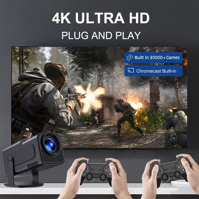 HY320 Mini Retro Video Game Consoles 20000+ Games 720P Home CinemaPortable 4K Projector Android 11_voghion.com