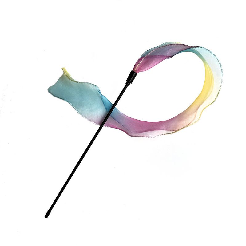 Macaron Color Ribbon Teaser Wand Cat Interactive Boredom Relief Pet Toy_voghion.com