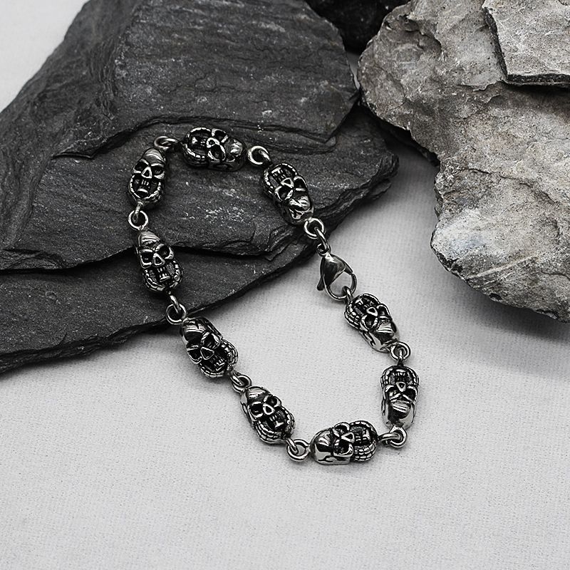 Bracciale da uomo con testa di fantasma, in titanio e acciaio inossidabile, con teschio a bocca grande, 2024_voghion.com
