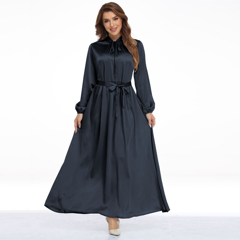 Abito da donna in raso arabo Dubai maxi vita in finta seta_voghion.com