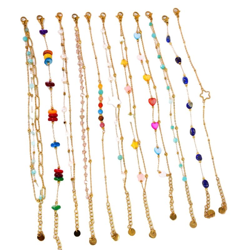 Ins Style Light Trendy Fünfzackiger Stern Herz Natürliche Perle Perlen Doppelschicht Gestapelt Titan Stahl 14K Gold_voghion.com