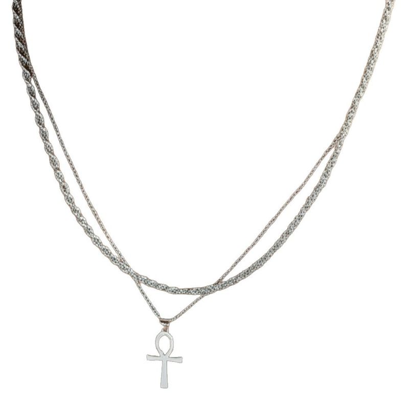 Collier croix en acier inoxydable pour homme et femme, tendance et polyvalent, idéal pour un pull ou un sweat à capuche._voghion.com