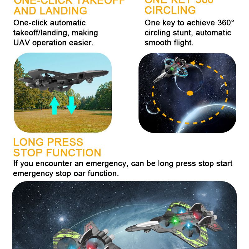 Espuma controle remoto aeronave drone planador queda resistente quadricóptero brinquedos infantis_voghion.com